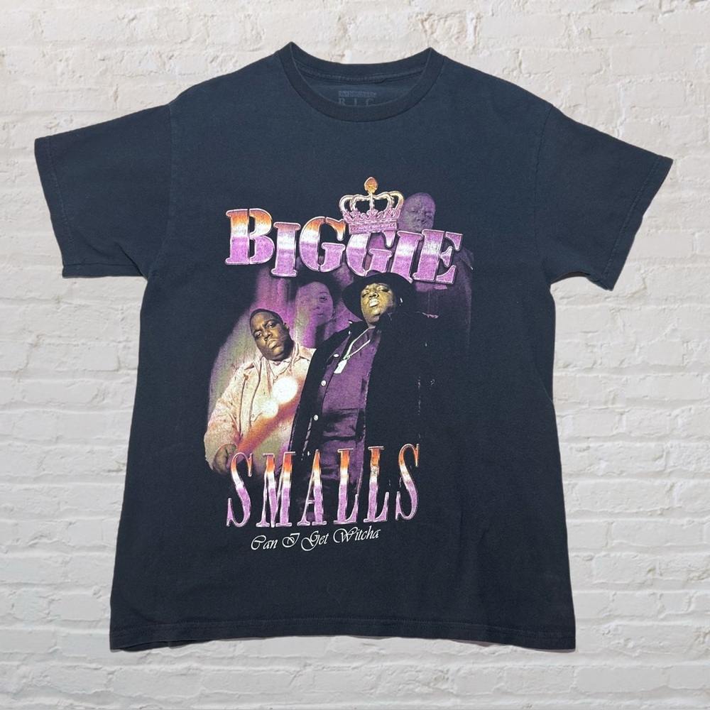 Biggie Black & Purple Graphic Front Short Sleeve Casual Tee in Men’s Medium